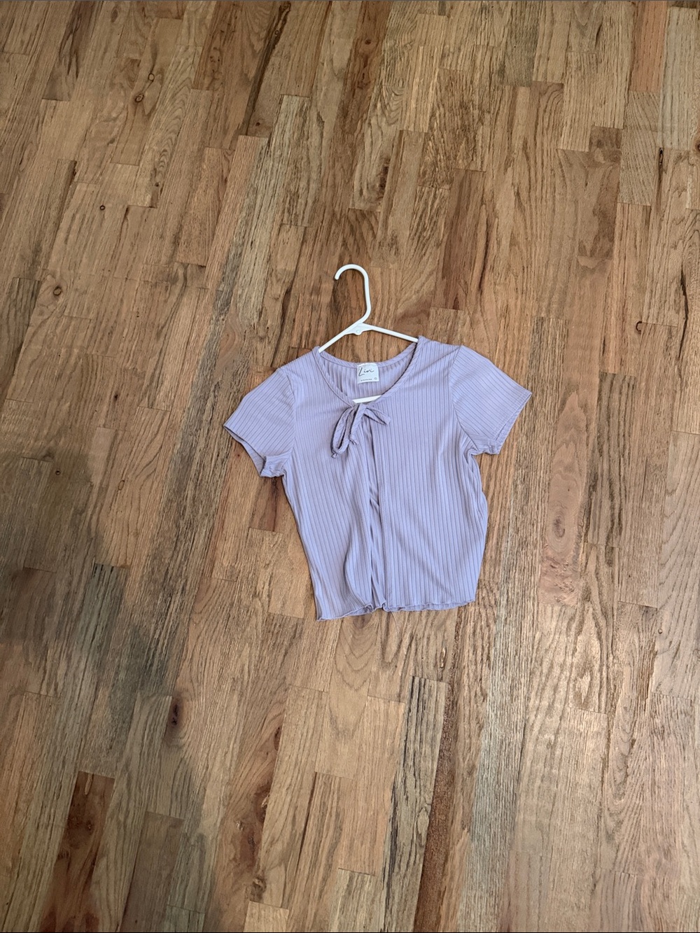 Olivia Rae Lilac Ribbed Tie-Front Short Sleeve Tee